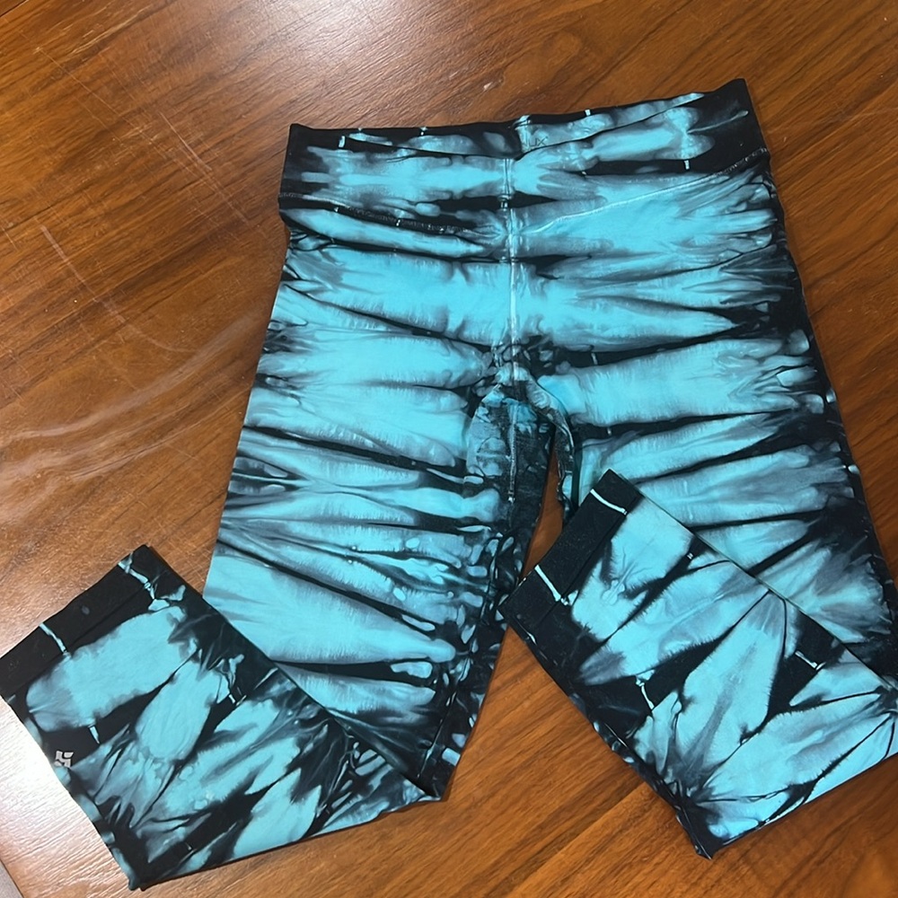 NUX Seamless Tie Dye Teal Black Leggings
